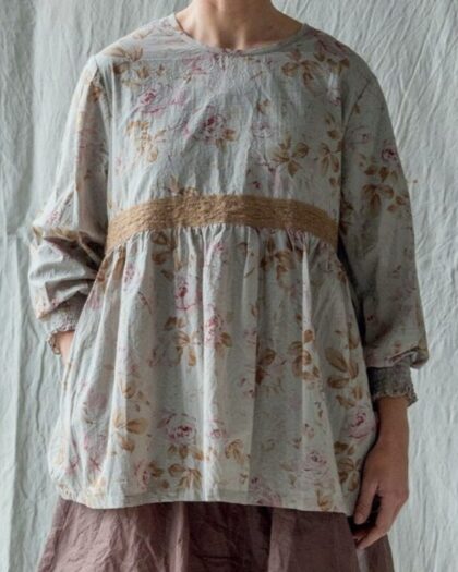 Les Ours blouse Hina fleurs sage coton