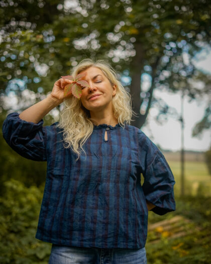EWA I WALLA BLOUSE PENELOPE | BLUE CHECKED